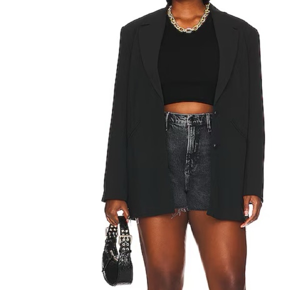 NWT good American Good 90s short dark gray black raw hem size 15 plus - Picture 5 of 6